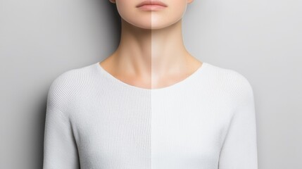 Split Image Showing Contrast in Skin Pigmentation and Treatment Results Before and After