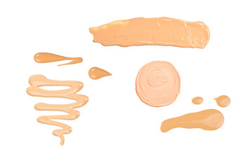Liquid foundation smudge isolated on white background. Close Up of makeup cream sample.