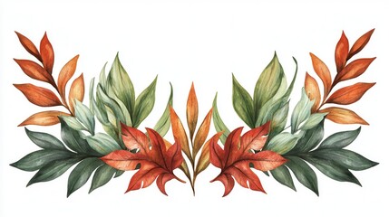 Isolated tropical leaves decoration vibrant colors digital artwork nature-inspired artistic concept