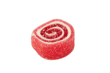 Jelly sweet candy roll isolated on a white background. Marmalade candy.