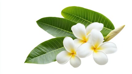 Fototapeta premium Tropical leaves decoration with isolated flowers in a bright environment for home decor