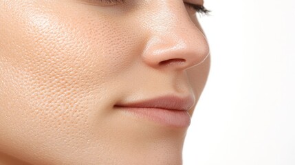Obraz premium Close-Up View of Skin Texture Highlighting Blackheads and Pore Details on a Face