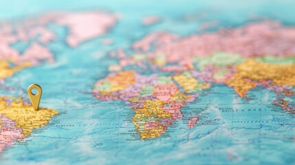 Fototapeta premium Pastel World Map with Stylish Pin Marker for Customer Travel Planning and Exploration