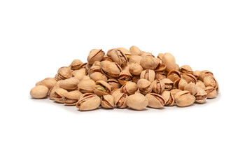 Tasty pistachios isolated on a white background.