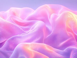 A glowing digital fabric flowing like water in soft pastel colors