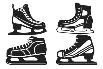 set of Hockey skates silhouette vector illustration