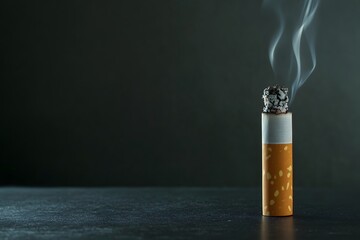 Smoking Cigarette on Dark Background with Wispy Smoke
