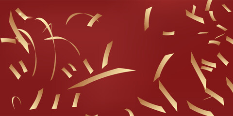 Festive Golden Confetti on Rich Red Background for Celebrations and Events