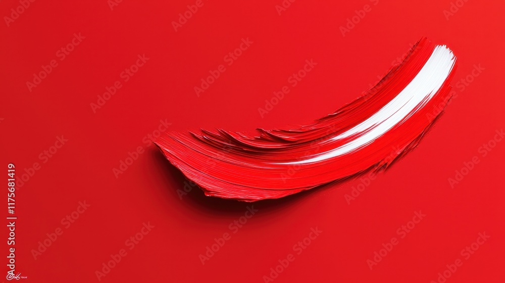 Poster abstract red background with dynamic brush stroke in white creating vibrant artistic effect and text