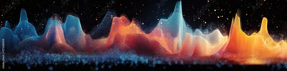 Poster holographic data shapes in clean minimalist design, ethereal visuals showcasing floating geometric f