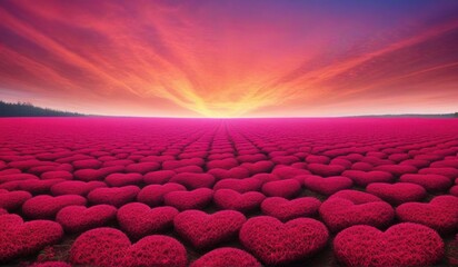 Obraz premium A surreal landscape of endless hearts stretching