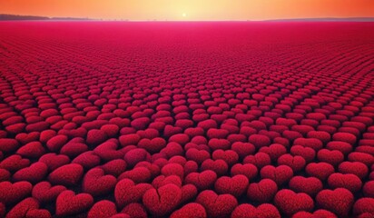 Fototapeta premium A surreal landscape of endless hearts stretching