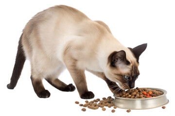 Siamese cat eating kibble