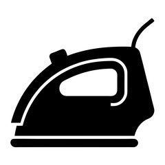 A electric iron silhouette vector icon illustration, iron on white background.