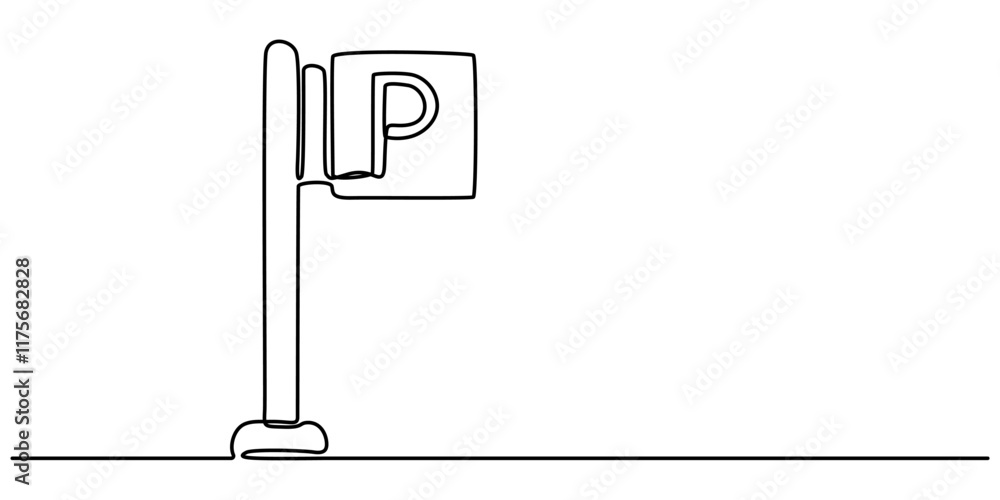 Poster parking continuous line one drawing pro vector illustration, parking icon one line vector. drawing o