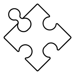 Elegant Puzzle Piece Line Art in Vector Style