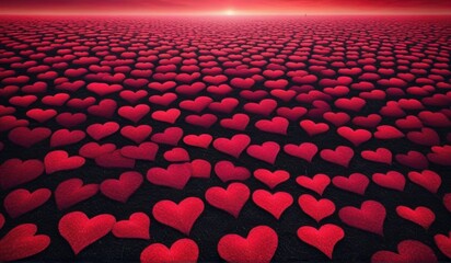 Obraz premium A surreal landscape of endless hearts stretching