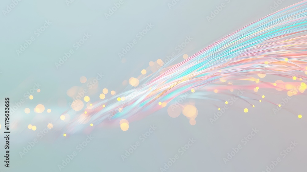Aufkleber ethereal light waves with soft glow and bright colors on a subtle background for creative design pro