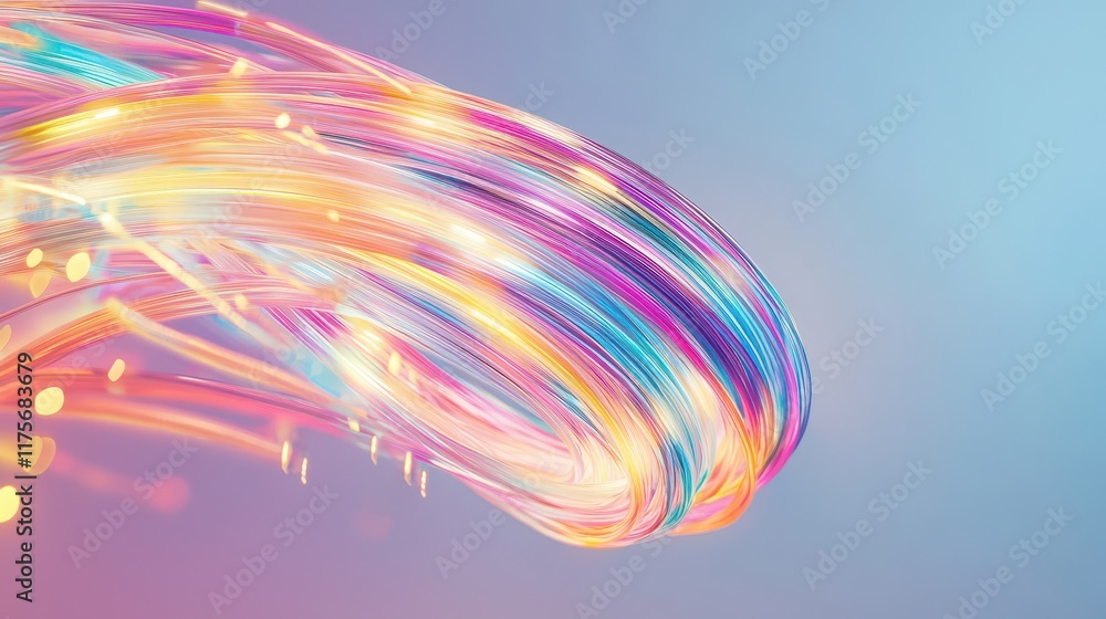 Poster colorful light trails creating dynamic flow with vibrant swirls against a soft gradient background