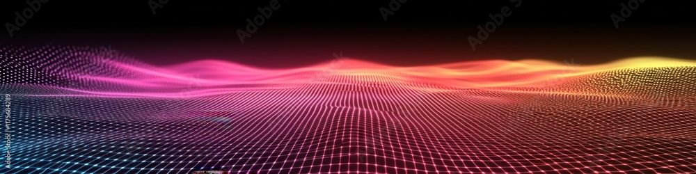 Poster minimalist holographic grid design, clean lines creating a subtle geometric pattern, modern aestheti