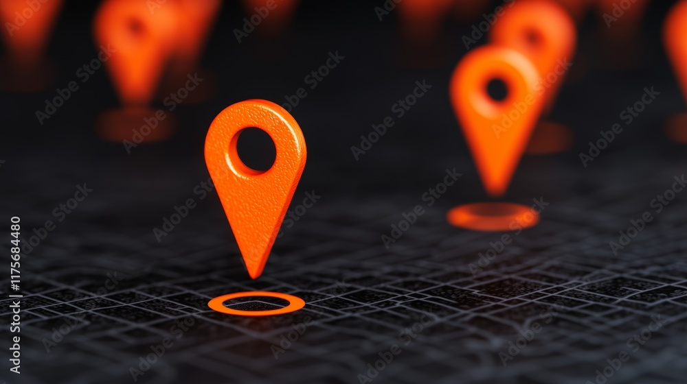 Poster design of customer pathway with location markers in abstract style