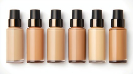 Bottles of Foundation for Even Skin Tone and Brightening Effect in Various Shades