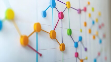 Colorful abstract network connections on a bright background representing data flow and information exchange in technology