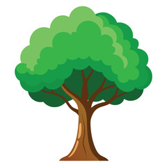 Bright Green Cartoon Tree Illustration Isolated on a White Background