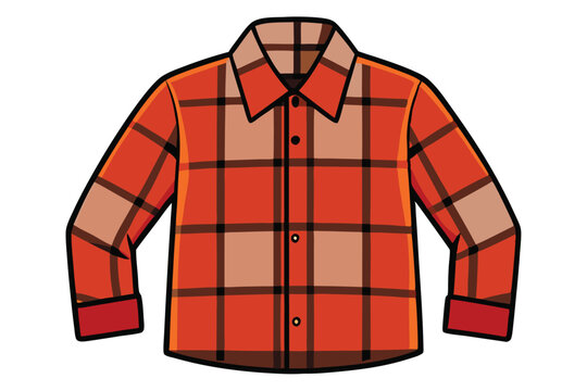 Flannel shirt vector illustration in classic orange plaid design, perfect for casual or rustic themed apparel graphics