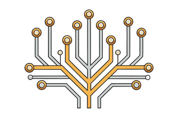 Abstract circuit board illustration showcasing a modern and futuristic design with interconnected digital elements in vector format