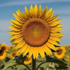Obraz premium A sunflower with natural background and sunflower blooming in spring