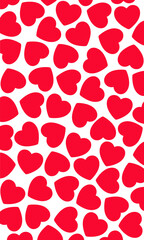 Red hearts patterns background.  Happy Valentines day card. Heart shaped icon wallpaper