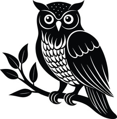 A Owl  is sitting line art illustration