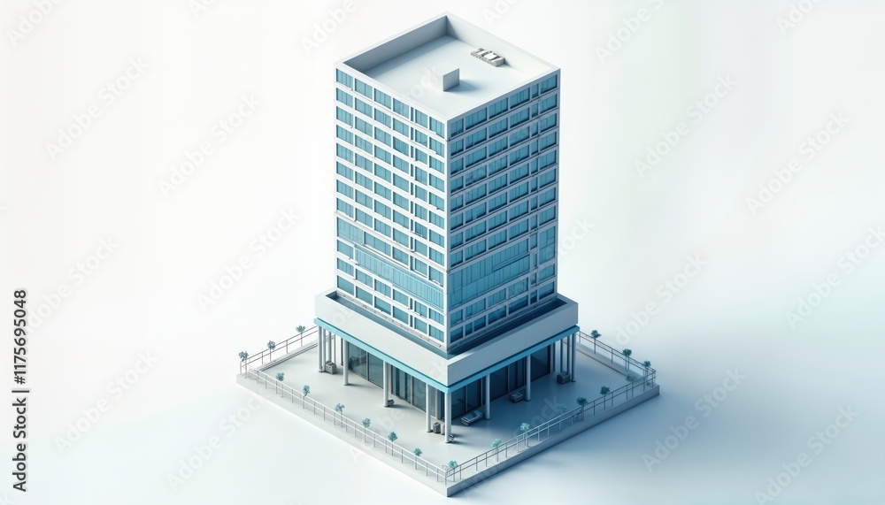 Poster modern skyscraper building on transparent background. modern business architecture with many windows