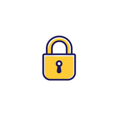 Crypto Wallet Logo with Yellow Lock Icon, minimalist outline style