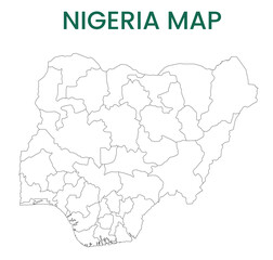High detailed map of Nigeria. Outline map of Nigeria. Africa