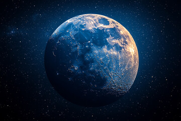 Celestial Body Illuminated In Dark Space