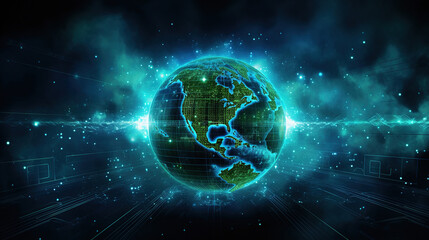 Obraz premium Global Digital Network Earth