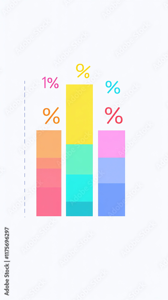 Poster pixel art of a bar graph labeled with percentages and colorful data lines.