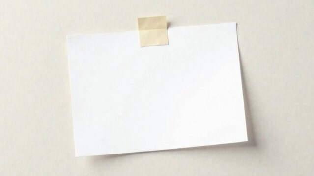 Empty paper message note with adhesive tape on a white background. Office, business, or personal reminders and labels. National Clean Off Your Desk Day. World Productivity Day. Office Supplies Day