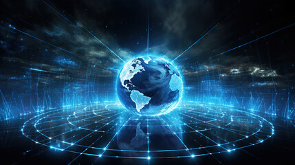 Obraz premium Global Digital Network - Futuristic Technology Art