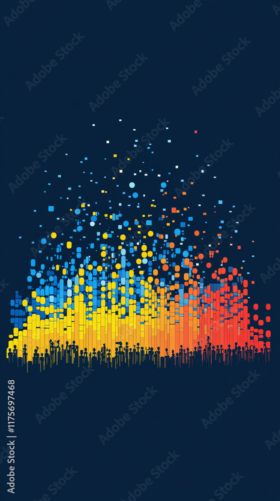 Poster pixel growth projection chart for a startup's user base.