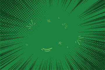 Dynamic green comic book background with halftone and radial speed lines. Perfect for action scenes. 