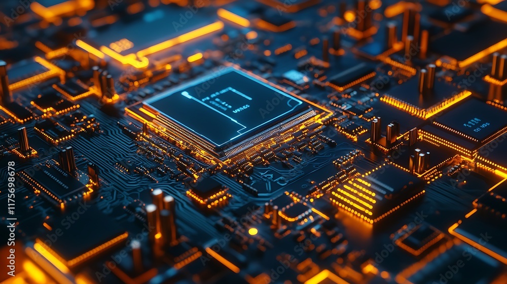 Poster illuminated central processing unit on circuit board
