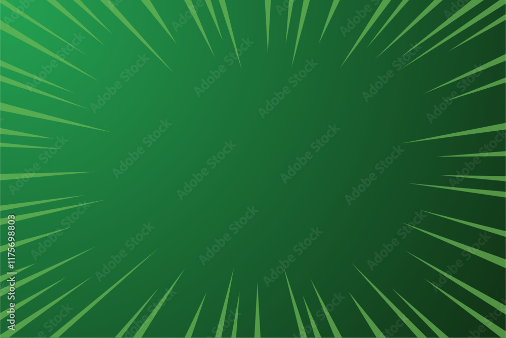 Poster dynamic green comic book background with halftone and radial speed lines. perfect for action scenes.