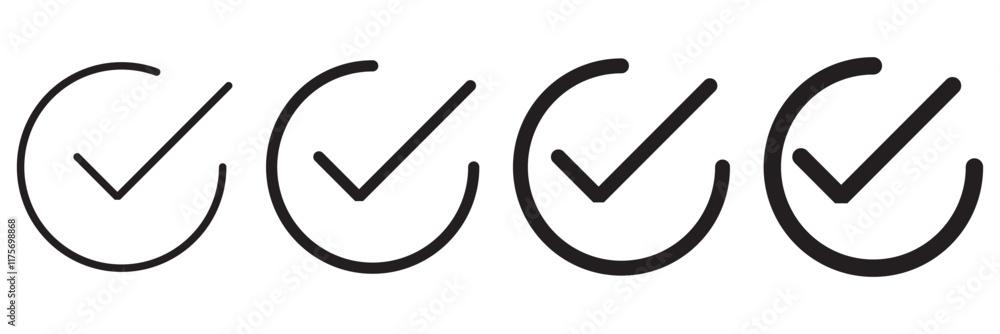 Poster set of different black check marks vector. voting vector icon. choice vector icon. confirmation symb