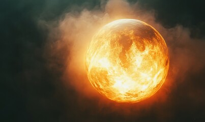 Fiery planet, smoky sky, cosmic event, fantasy backdrop