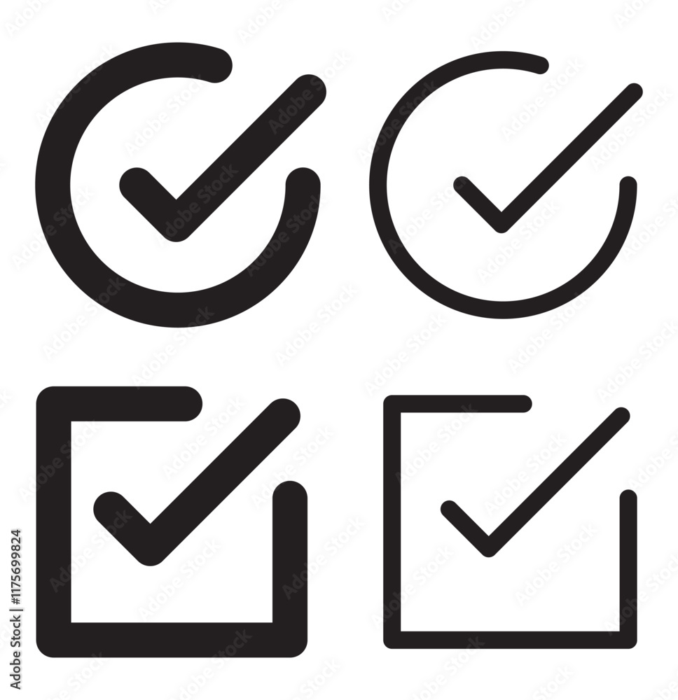 Poster tick mark with checkbox icon. green checkmark sign for app, ui, website. vector illustration on tran