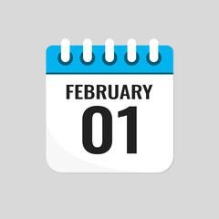Icon page calendar day - 1 February
