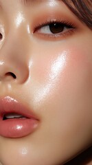 Fototapeta premium Close-up of a Woman’s Lips and Skin